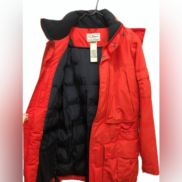 LL Bean Mens Baxter State Parka Goose Down Jacket Faux Fur Trim Hooded Coat Sz M - Picture 7 of 12
